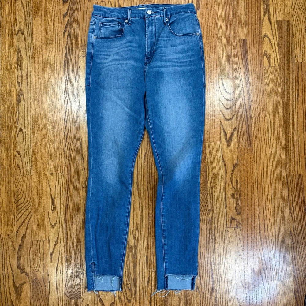 Good American Blue Distressed Skinny Jeans (14/32)